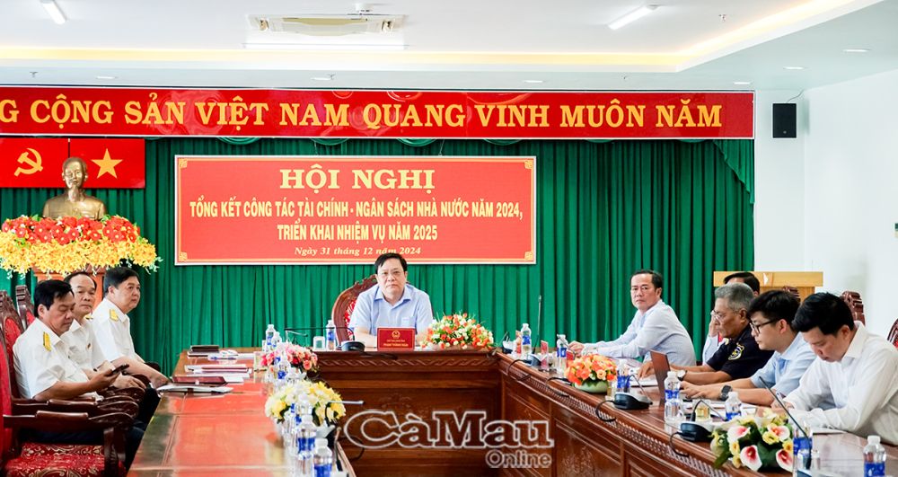 Điểm cầu Cà Mau, Chủ tịch UBND tỉnh Phạm Thành Ngại chủ trì.