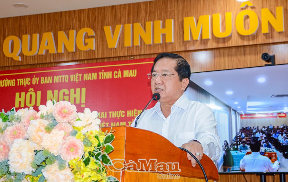 1/ Ông Lê Thanh Triều, Uỷ viên Ban Thường vụ Tỉnh uỷ, Trưởng ban Dân vận, Chủ tịch Uỷ ban MTTQ Việt Nam tỉnh đề nghị, sau hội nghị Ban Thường trực Uỷ ban MTTQ các cấp trên địa bàn tỉnh xây dựng chương trình hành động cụ thể.