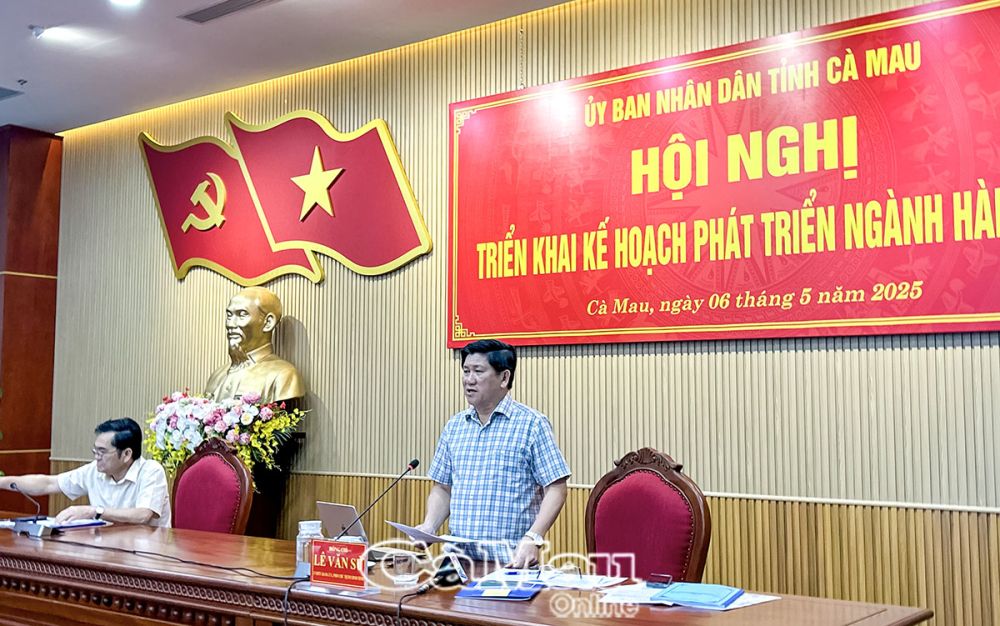ảnh 01: Phó chủ tịch UBND tỉnh Lê Văn Sử phát biểu tại hội nghị