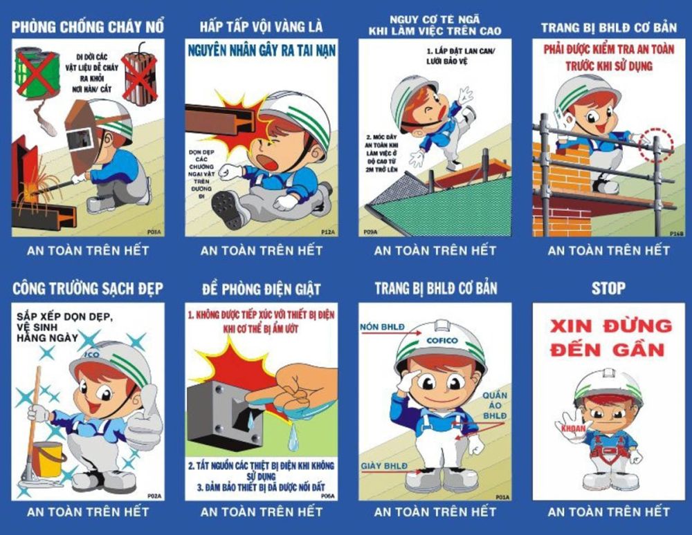 Bản cảnh báo an toàn và vệ sinh lao động cho người tham gia lao động. Ảnh: Sở Nội vụ cung cấp.