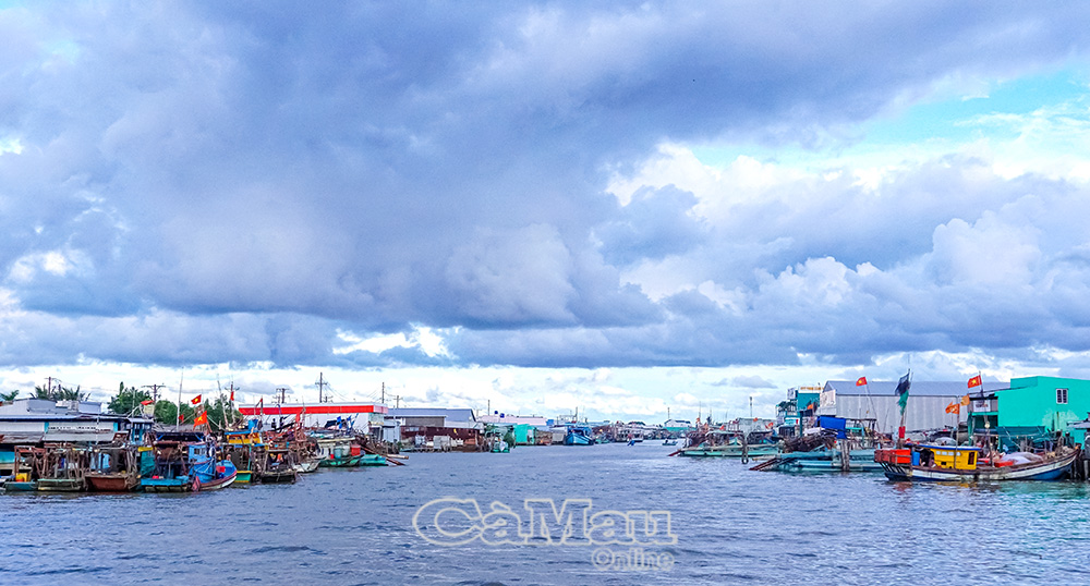 Tàu sau khi ra khơi về neo đậu tại cửa biển Cái Đôi Vàm.