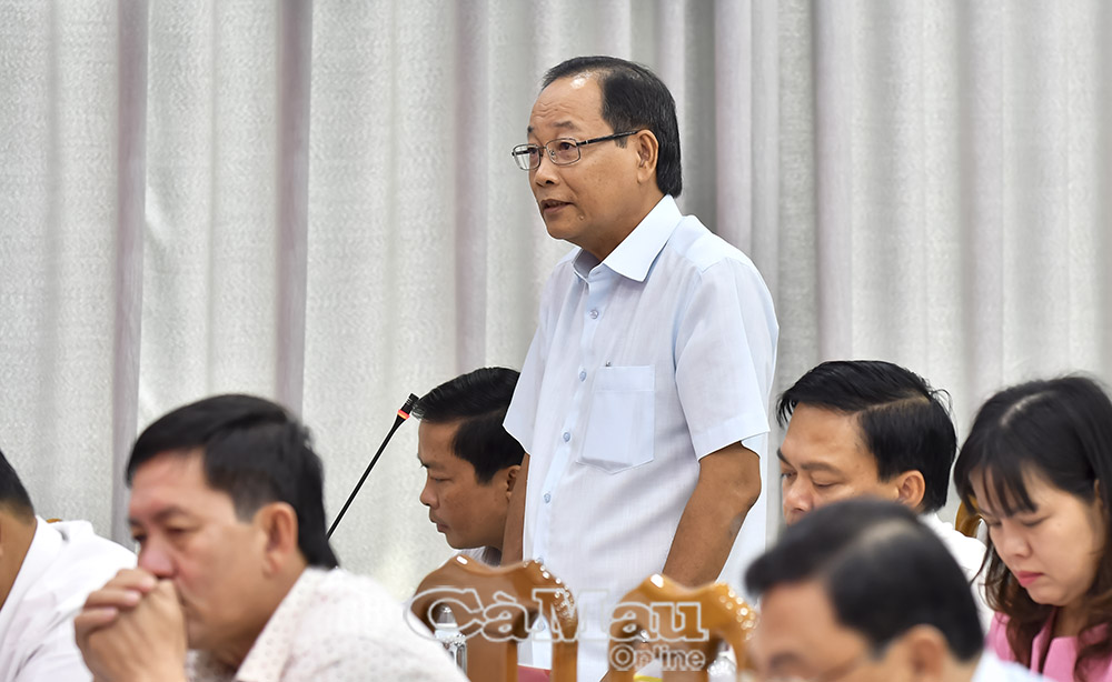 Bí thư Huyện ủy Đầm Dơi Huỳnh Văn Hiền tham gia thảo luận về kết quả đạt được tại Hội nghị