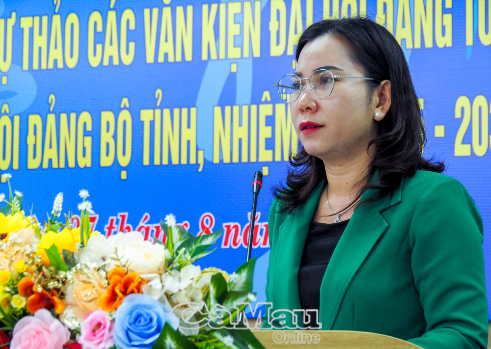 1/ Bà Lê Thị Ngọc Linh, Phó Chủ tịch Uỷ ban MTTQ Việt Nam tỉnh, Chủ tịch Hội Liên hiệp Phụ nữ tỉnh, gợi ý nội dung đóng góp các dự thảo văn kiện.