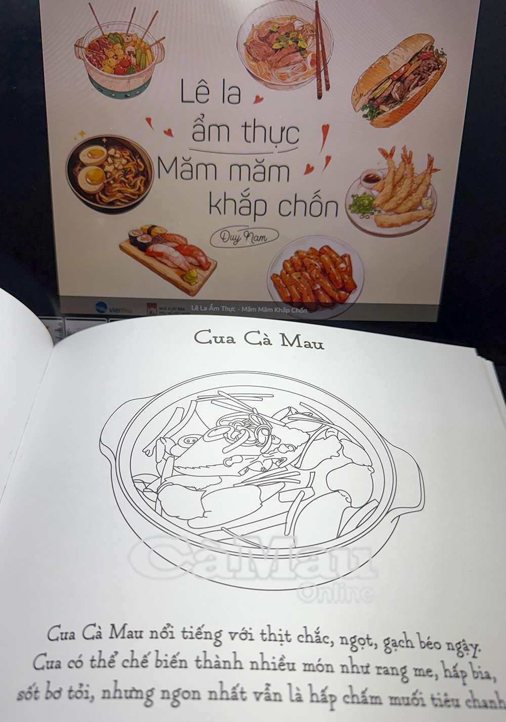 Sách “Lê la ẩm thực - Măm măm khắp chốn” có bài giới thiệu cua Cà Mau.