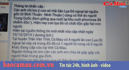 Cà Mau: Xử lý thông tin “ăn sò lụa đỏ gây chết người”