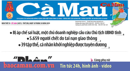 Điểm báo Cà Mau số thứ Sáu, 18/10/2019