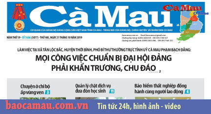 Điểm báo Cà Mau số thứ Hai, 21/10/2019