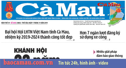 Điểm báo Cà Mau số thứ Sáu, 1/11/2019