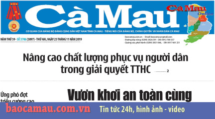 Điểm báo Cà Mau số thứ Hai, 25/11/2019