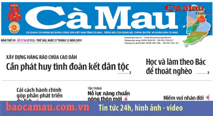 Điểm báo Cà Mau, 27/12/2019