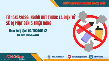 Từ 15/5/2026, người hút thuốc lá điện tử sẽ bị phạt đến 5 triệu đồng