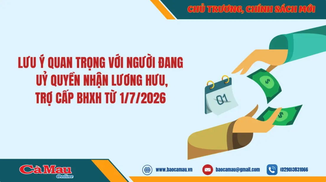 Lưu ý quan trọng về uỷ quyền nhận lương hưu, trợ cấp bảo hiểm xã hội từ 1/7/2026