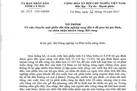 Kiến nghị giao đất ở theo định mức quy định trên phần đất rừng giao khoán