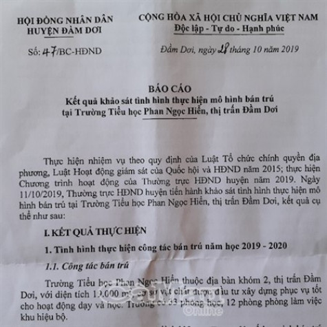 Trường tiểu học Phan Ngọc Hiển (Đầm Dơi) cần khắc phục nhiều nội dung trong hoạt động bán trú