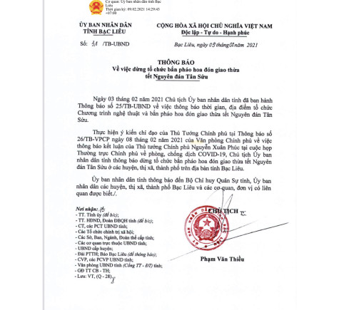 Bạc Liêu: Dừng bắn pháo hoa đêm Giao thừa