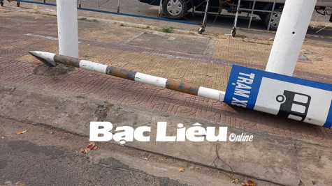 Nhiều biển báo bị nghiêng ngả, che khuất