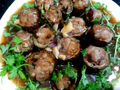 Cà tím nhồi thịt sốt chua ngọt