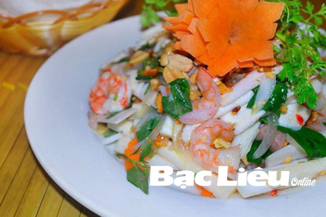 Gỏi củ hủ dừa tôm, thịt