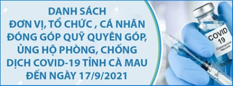 Danh sách các đơn vị, tổ chức, cá nhân đóng góp ủng hộ Quỹ phòng, chống dịch Covid-19 tỉnh Cà Mau năm 2021