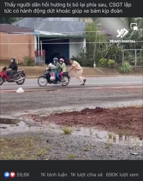 Đẩy xe giúp người về quê, cảnh sát giao thông “đốn tim” cộng đồng mạng