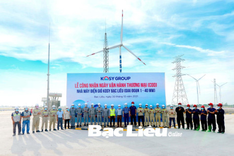 Nhà máy Điện gió Kosy Bạc Liêu: Hoàn thành và chính thức phát điện thương mại