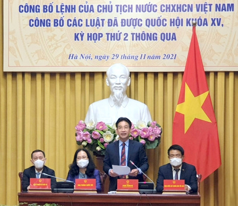 Công bố Lệnh của Chủ tịch nước về 2 luật vừa được Quốc hội thông qua