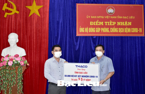 Công ty cổ phần Ô tô Trường Hải: Hỗ trợ 50.000 bộ kít xét nghiệm COVID-19 cho tỉnh Bạc Liêu