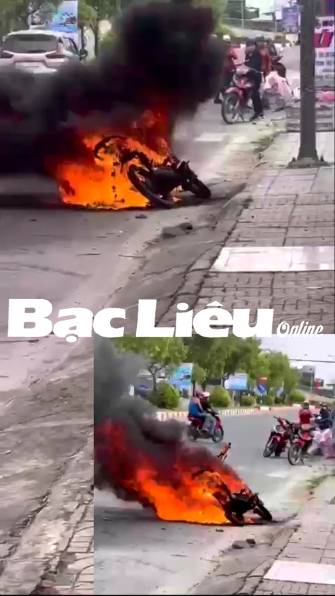 TP. Bạc Liêu: Xe máy bốc cháy khi đang lưu thông trên đường