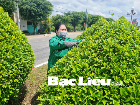 Nữ công nhân tận tâm làm đẹp phố phường