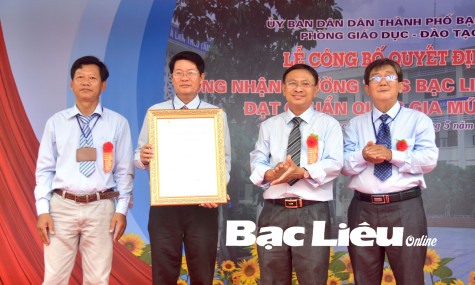 Trường THCS Bạc Liêu - Ninh Bình được công nhận đạt chuẩn quốc gia mức độ 1
