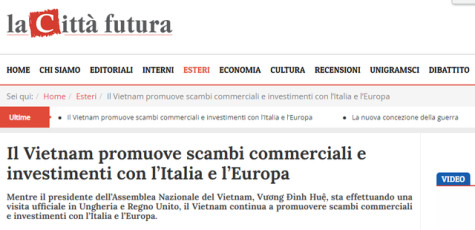 Truyền thông Italy ghi nhận nhiều thành tựu của Việt Nam