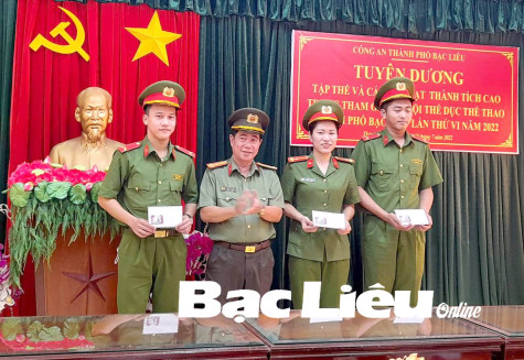 Công an TP. Bạc Liêu: Tuyên dương các tập thể, cá nhân đạt thành tích cao thi đấu thể thao