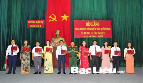 Bế giảng lớp bồi dưỡng kiến thức quốc phòng - an ninh đối tượng 2 - khóa 100 tại tỉnh Bạc Liêu