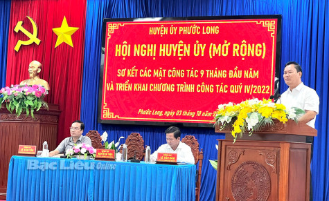 Huyện ủy Phước Long: Sơ kết các mặt công tác 9 tháng năm 2022
