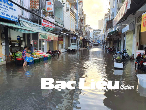 Khổ vì... đường và nhà đều ngập nước!