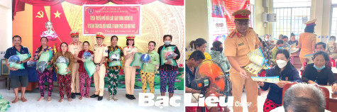 Phòng Cảnh sát giao thông đường bộ: Tuyên truyền an toàn giao thông, tặng quà cho người dân gặp khó khăn