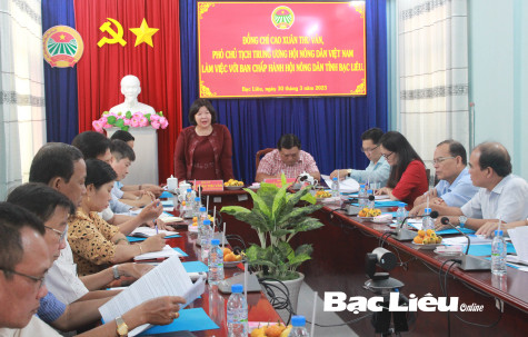 Hội Nông dân Việt Nam làm việc với Bạc Liêu về công tác Đại hội Hội Nông dân các cấp