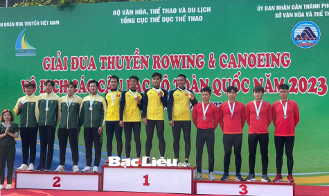 Bạc Liêu đoạt 6 huy chương tại Giải đua thuyền rowing và canoeing vô địch các CLB toàn quốc