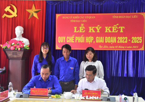 Đảng ủy Khối các cơ quan tỉnh và Tỉnh đoàn ký kết quy chế phối hợp giai đoạn 2023 - 2025