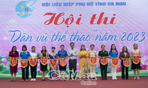 Phụ nữ Cà Mau sôi động Hội thi dân vũ thể thao năm 2023