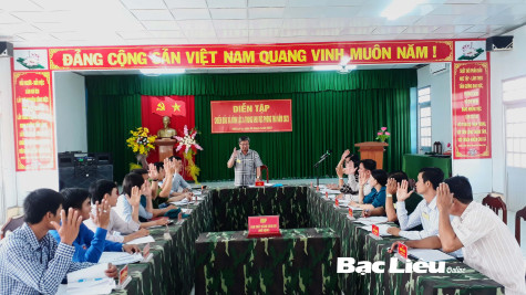 Diễn tập chiến đấu trong khu vực phòng thủ tại xã Vĩnh Lộc A