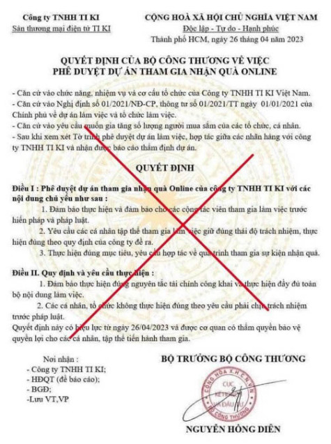 Bộ Công thương cảnh báo thông tin giả mạo Bộ trưởng “phát quà online”