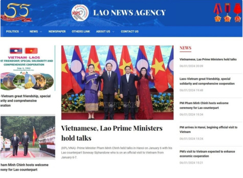 Truyền thông Lào đưa tin đậm nét về mối quan hệ đặc biệt Việt Nam-Lào
