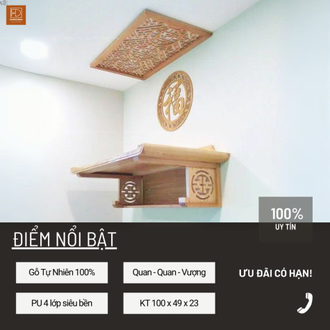 Cách chọn kích thước bàn thờ treo tường chuẩn thước Lỗ ban