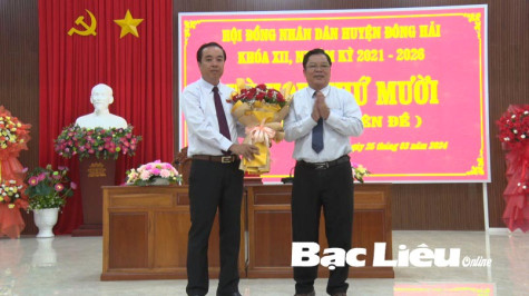 Kỳ họp thứ 10 HĐND huyện Đông Hải khóa XII: Ông Huỳnh Văn Thẳng trúng cử chức danh Chủ tịch HĐND huyện nhiệm kỳ 2021 - 2026