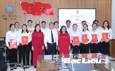 Lễ công bố và trao Quyết định tuyển dụng công chức TAND hai cấp tỉnh Bạc Liêu