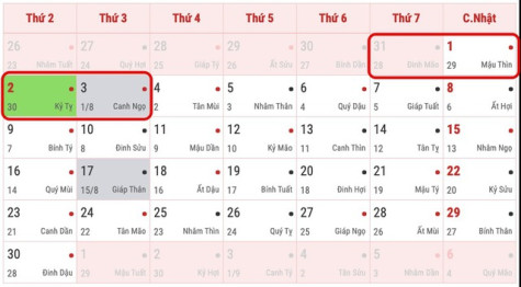 Lễ Quốc khánh 2/9 công chức, viên chức được nghỉ 4 ngày liên tiếp