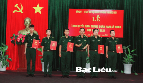 Bộ đội Biên phòng tỉnh: Trao quyết định thăng quân hàm sĩ quan đợt 1/2024