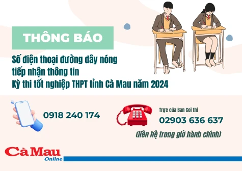 Số điện thoại đường dây nóng tiếp nhận thông tin Kỳ thi tốt nghiệp THPT tỉnh Cà Mau năm 2024