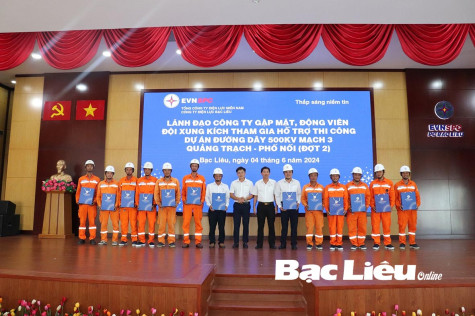 Điện lực Bạc Liêu tham gia trên công trường đường dây 500kV mạch 3 Quảng Trạch - Phố Nối